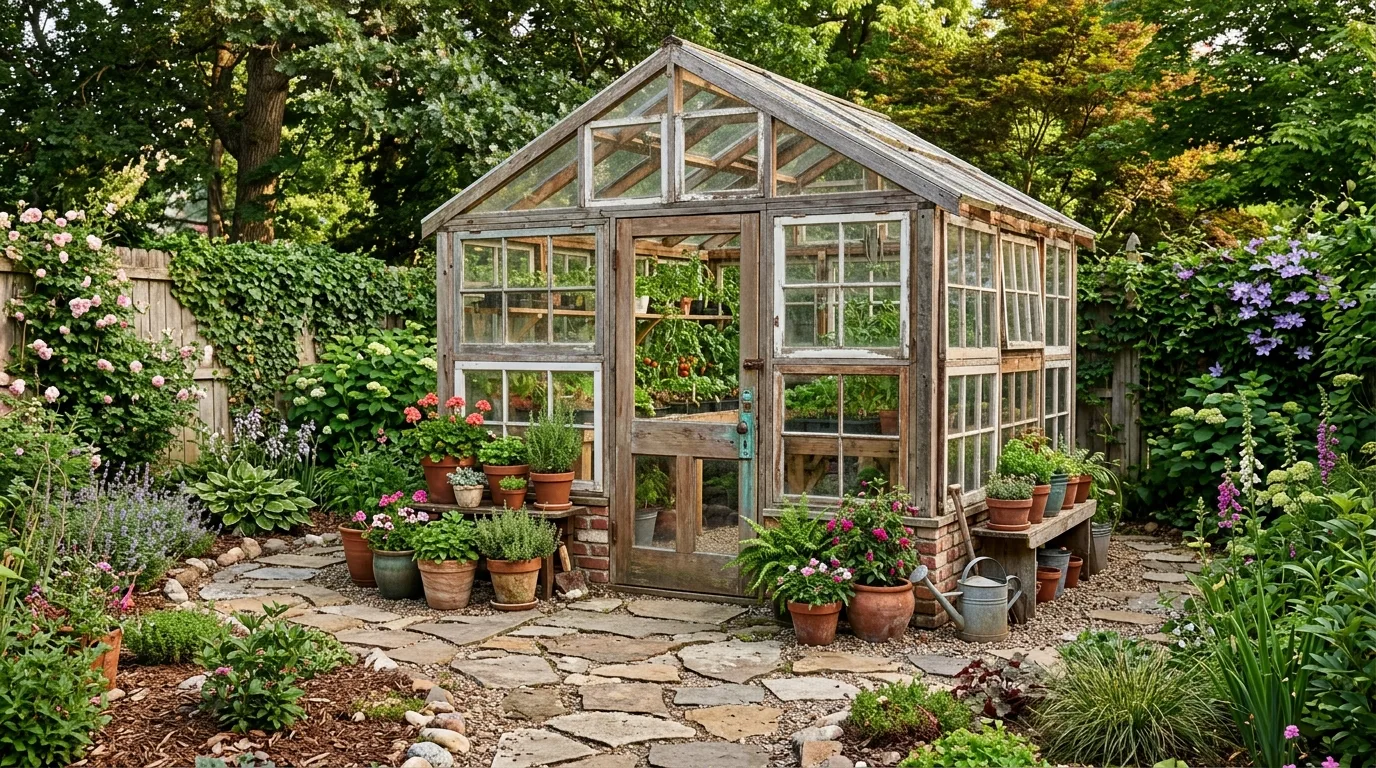 Backyard Greenhouse Using Reclaimed Windows